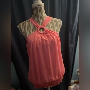 Cache Pink Ruched Halter Tank Top